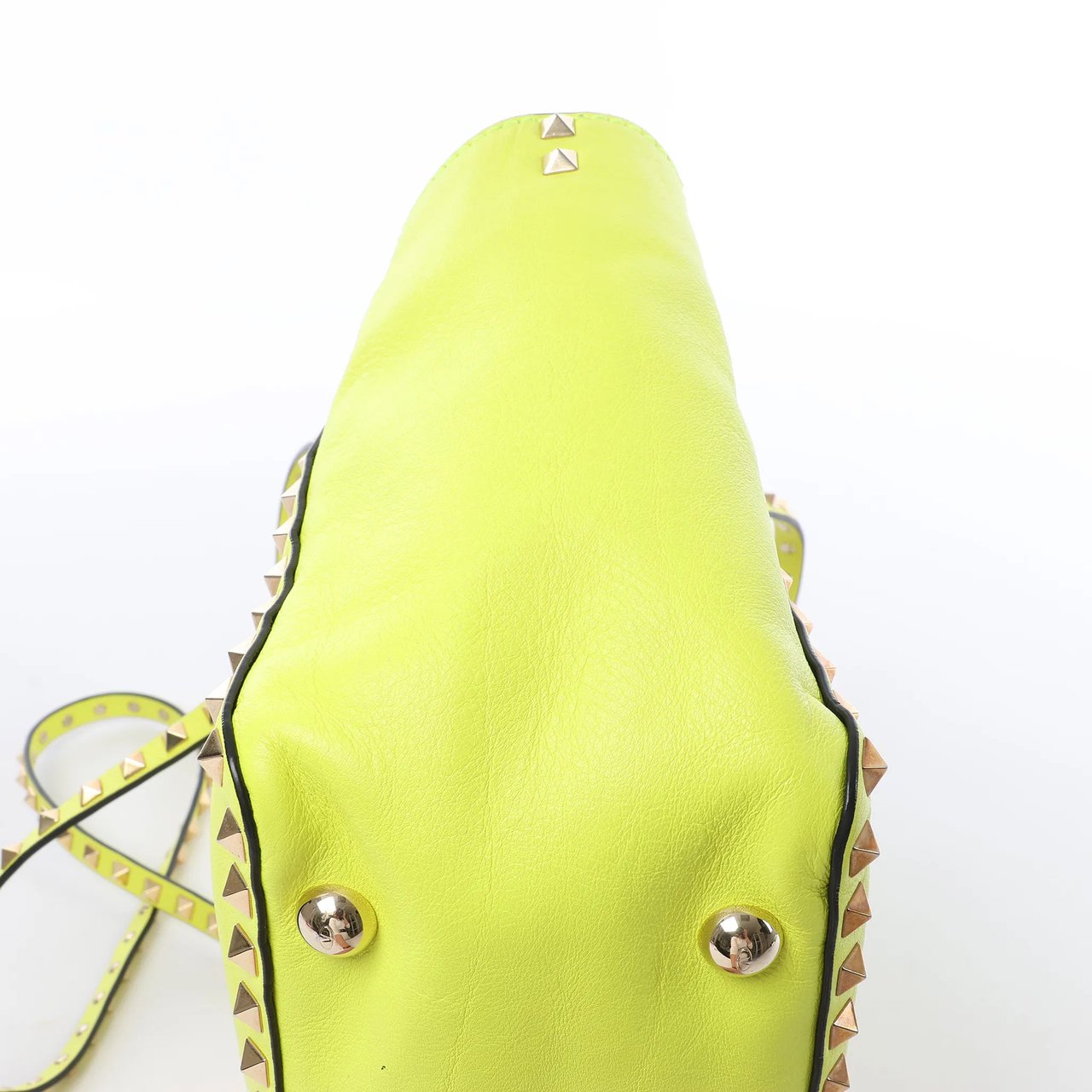 Valentino Garavani Rockstud Leather 2Way Handbag in Yellow Geel