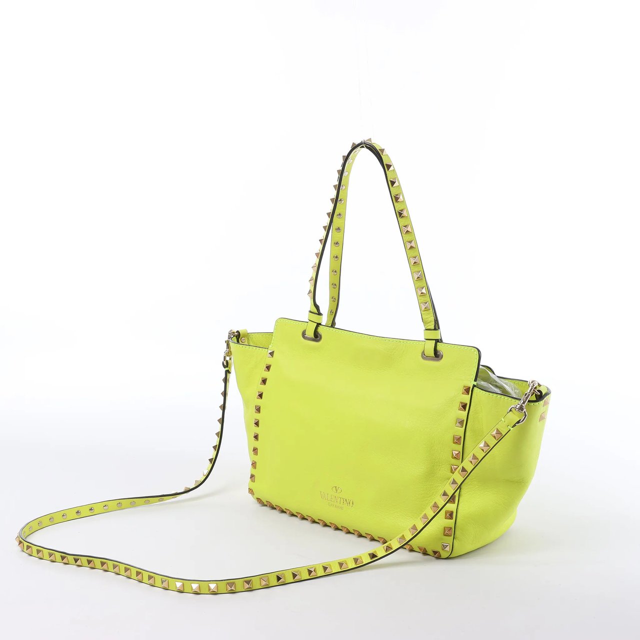 Valentino Garavani Rockstud Leather 2Way Handbag in Yellow Geel