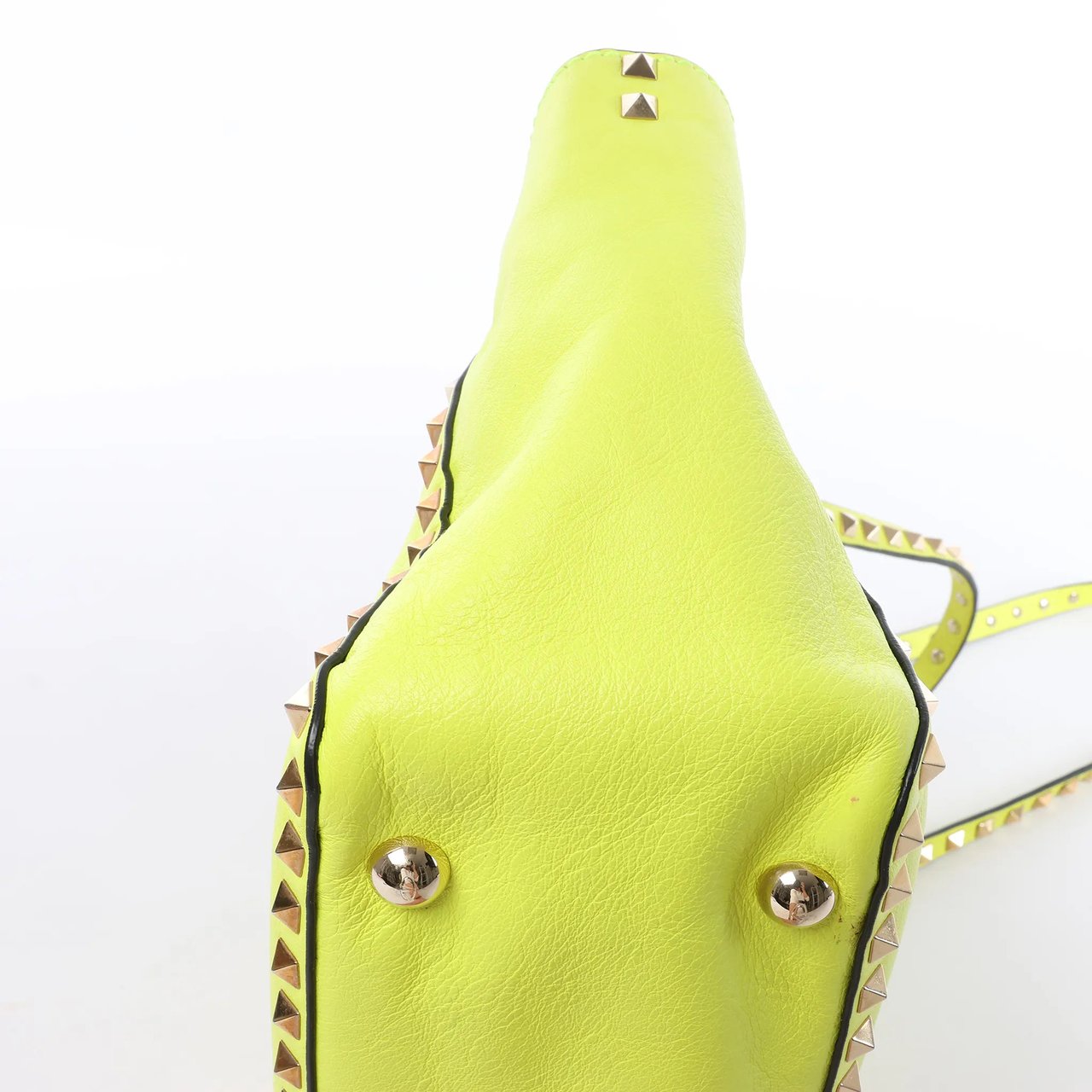 Valentino Garavani Rockstud Leather 2Way Handbag in Yellow Geel