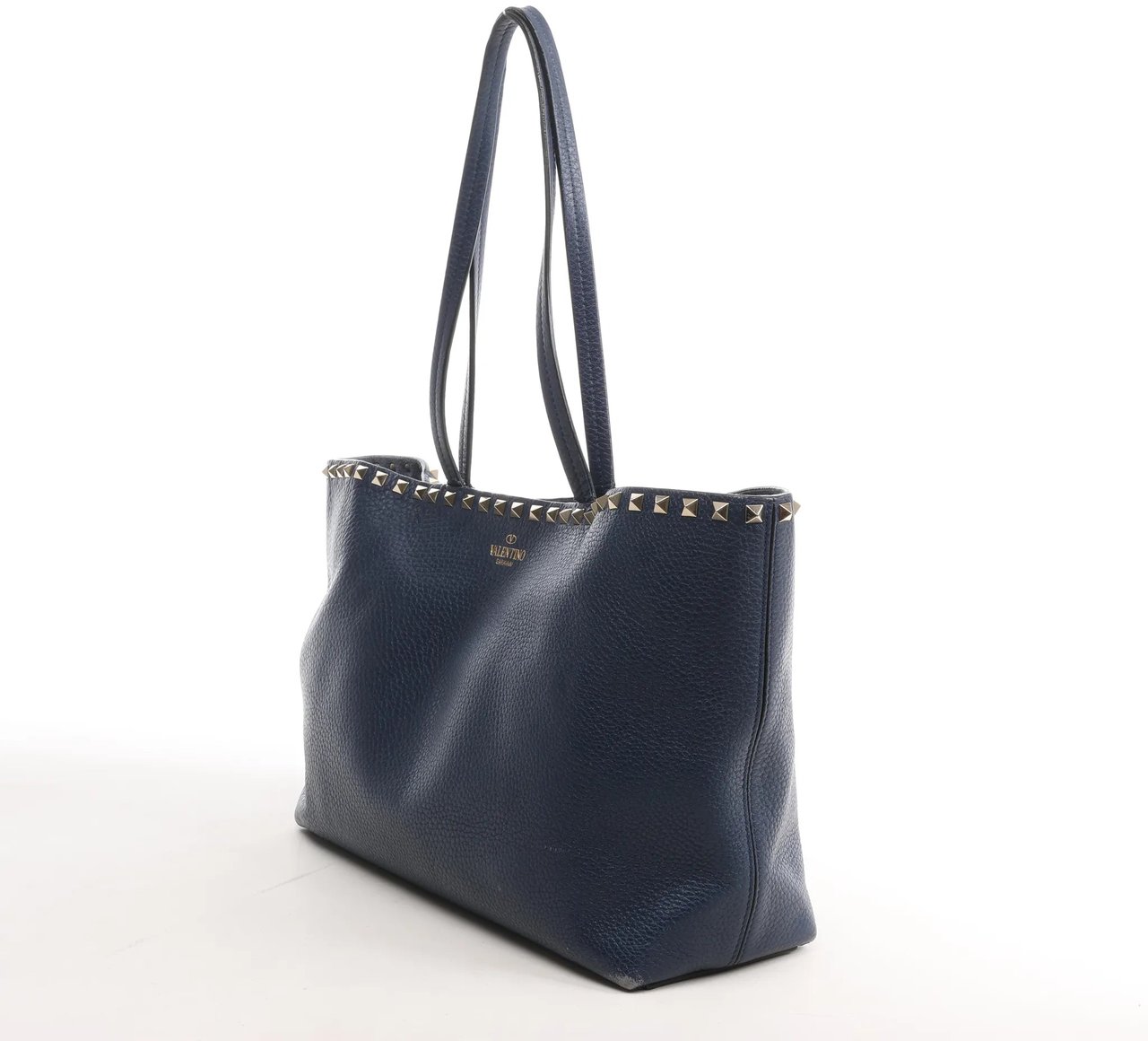Valentino Garavani Rockstud Leather Shoulder Bag in Navy Blue Navy