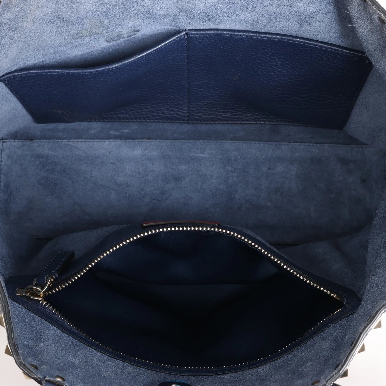 Valentino Garavani Rockstud Leather Shoulder Bag in Navy Blue Navy