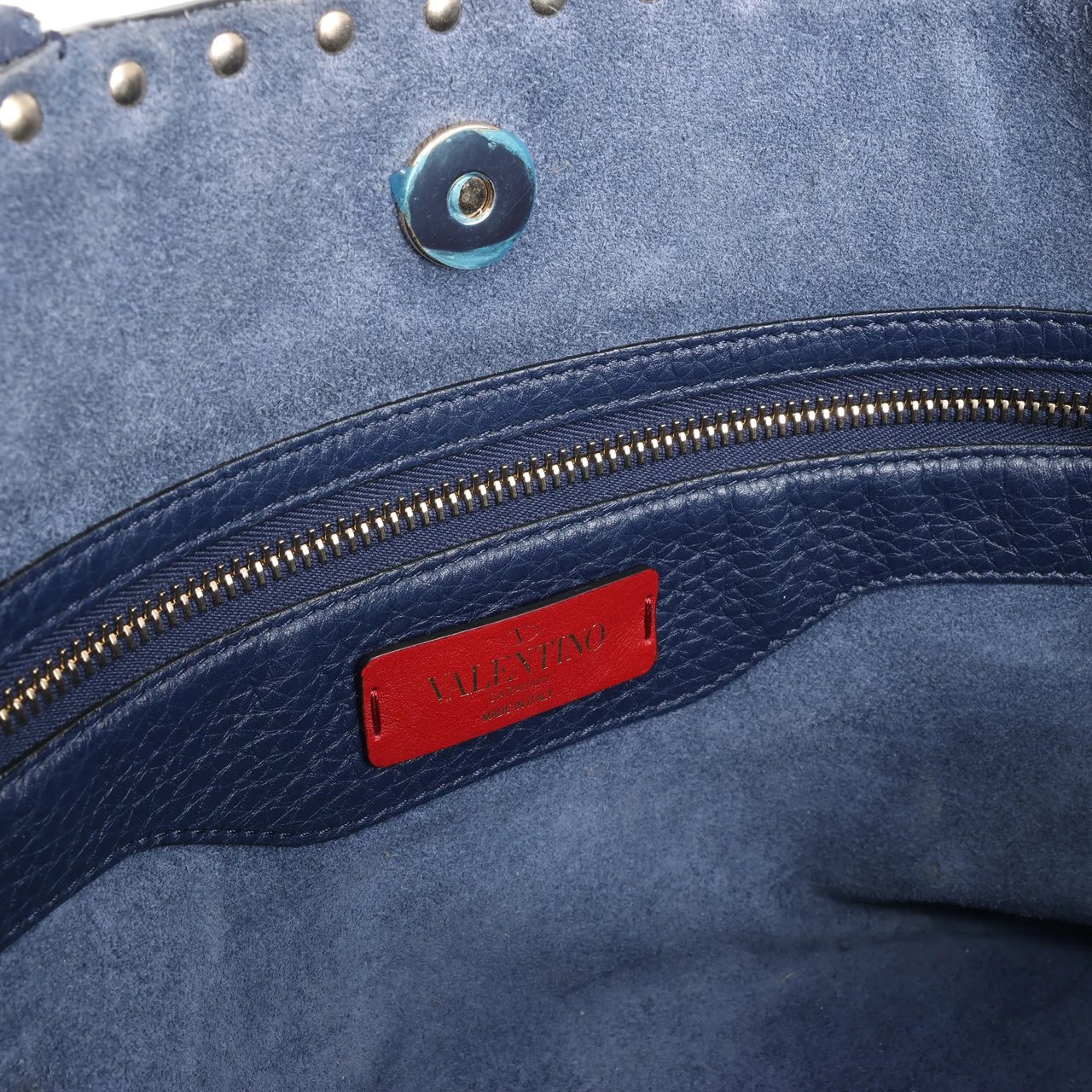 Valentino Garavani Rockstud Leather Shoulder Bag in Navy Blue Navy