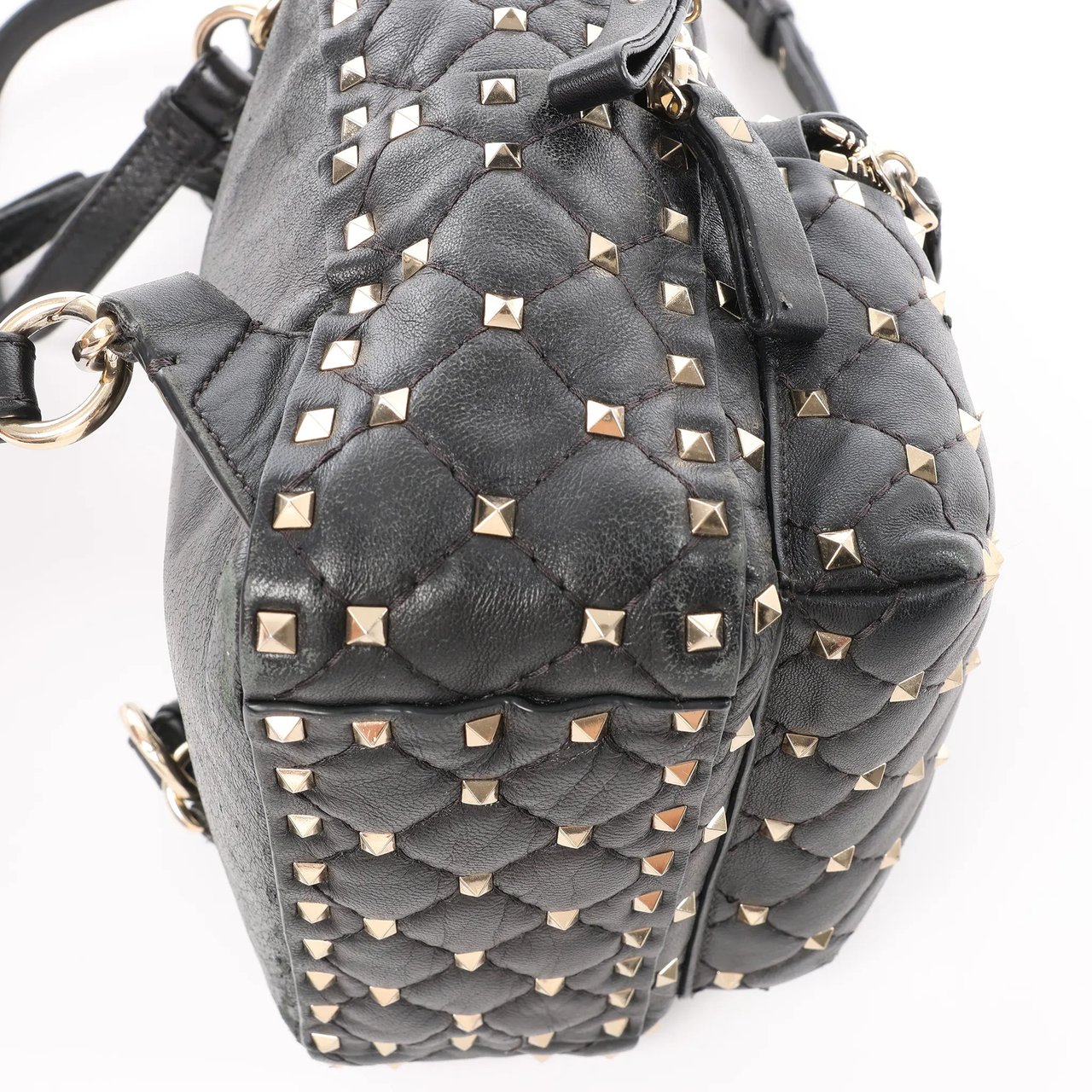 Valentino Garavani Rockstuds Spike Leather 2Way Backpack in Black Zwart
