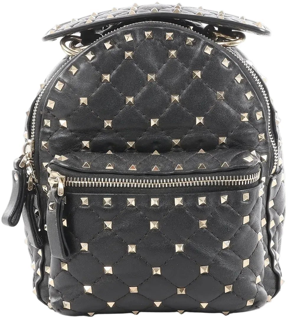 Valentino Garavani Rockstuds Spike Leather 2Way Backpack in Black Zwart