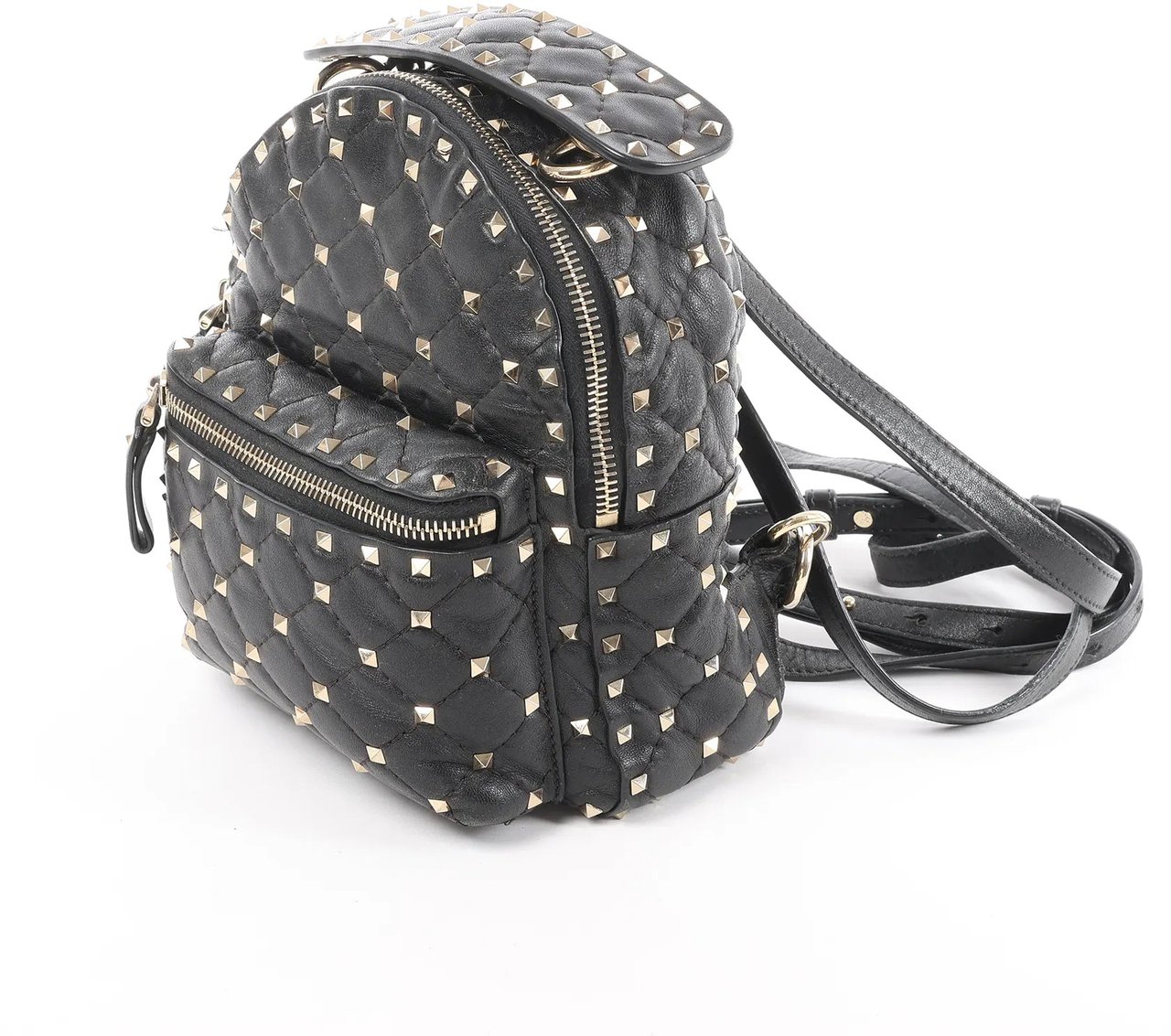 Valentino Garavani Rockstuds Spike Leather 2Way Backpack in Black Zwart
