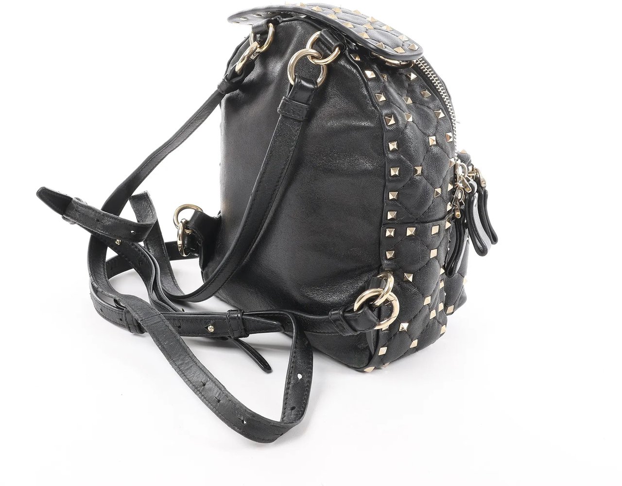 Valentino Garavani Rockstuds Spike Leather 2Way Backpack in Black Zwart