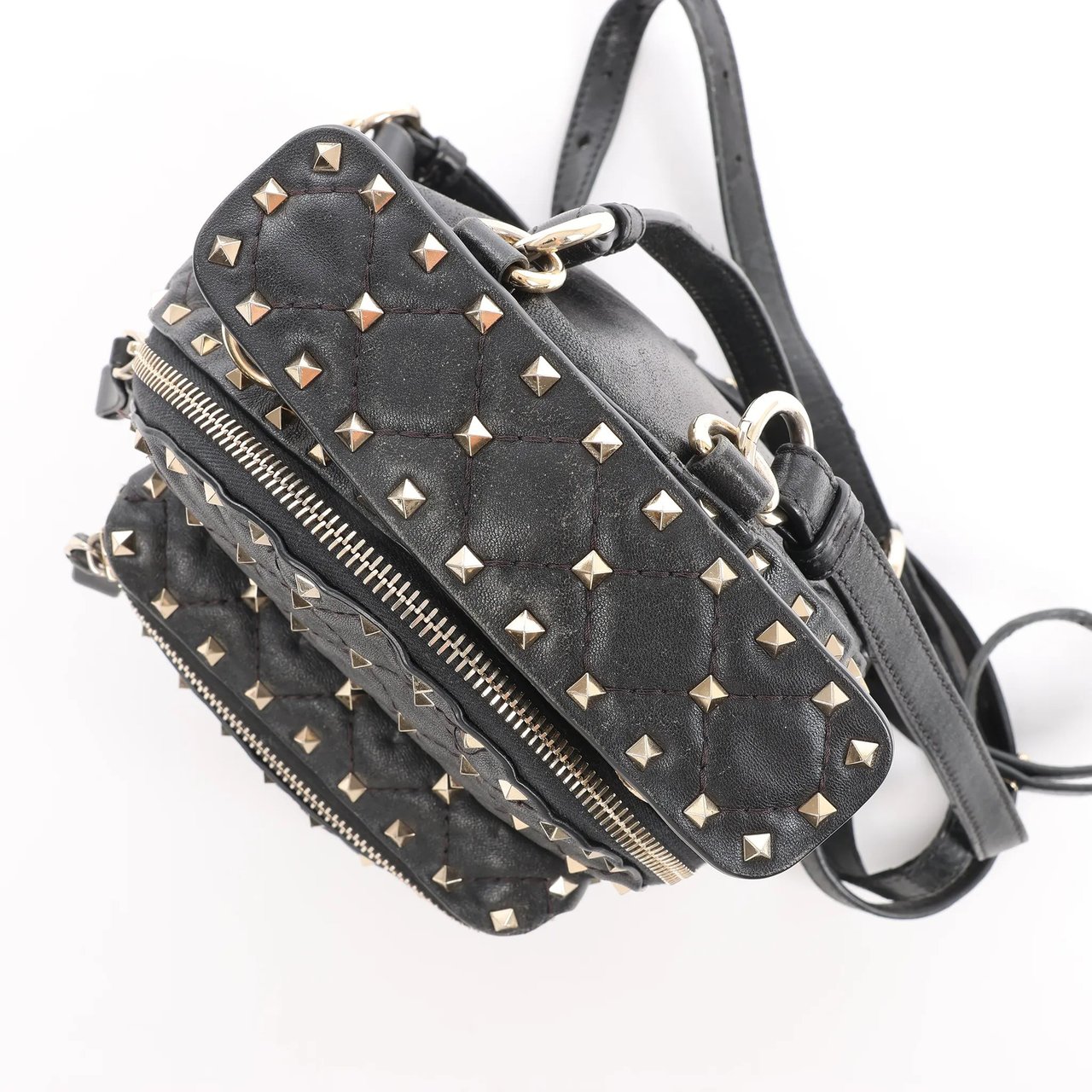 Valentino Garavani Rockstuds Spike Leather 2Way Backpack in Black Zwart