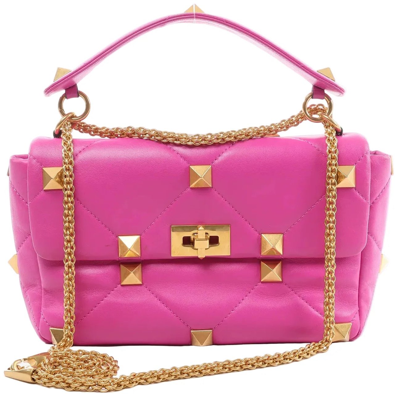 Valentino Garavani Roman Studs Leather 2-way Crossbody Bag in Pink Roze