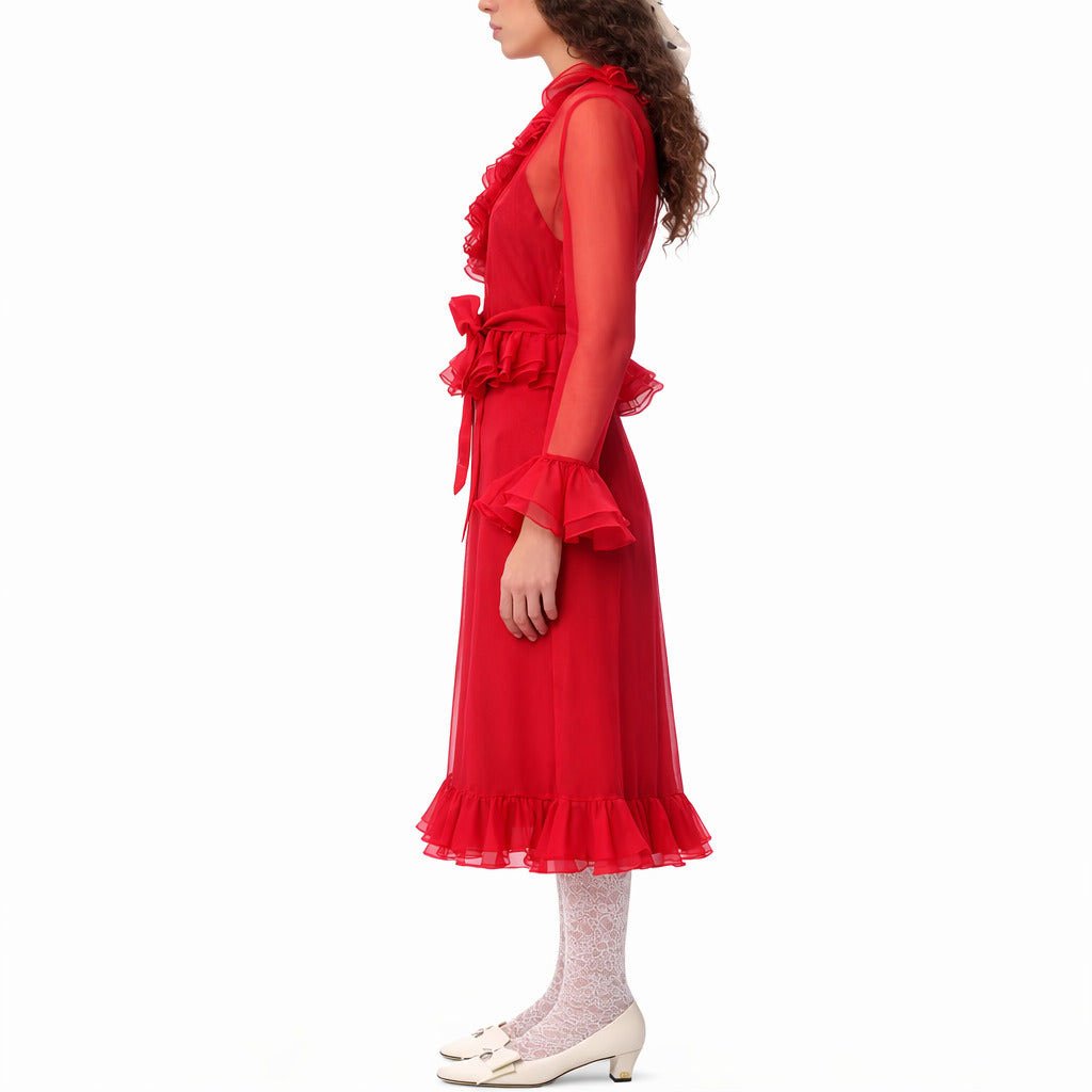 Valentino Garavani Dress Red Silk Rood