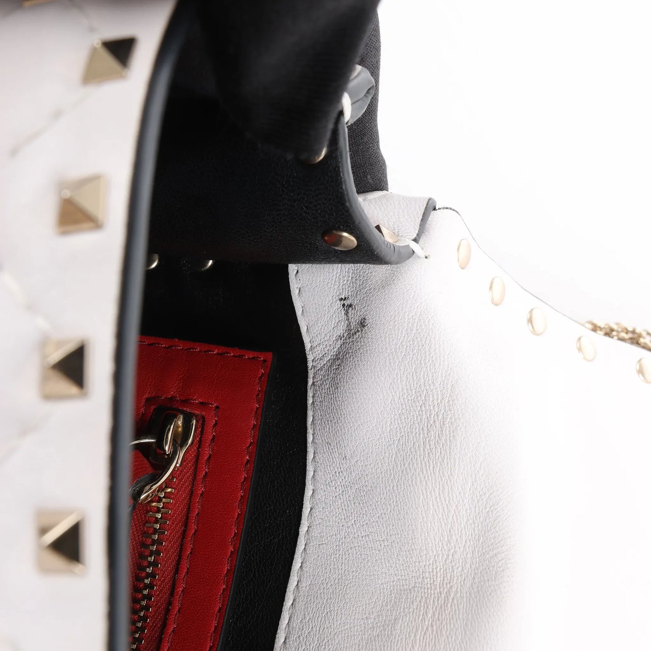 Valentino Garavani Valentino Rockstud Spike VLTN Chain 2Way Shoulder Bag in White Wit