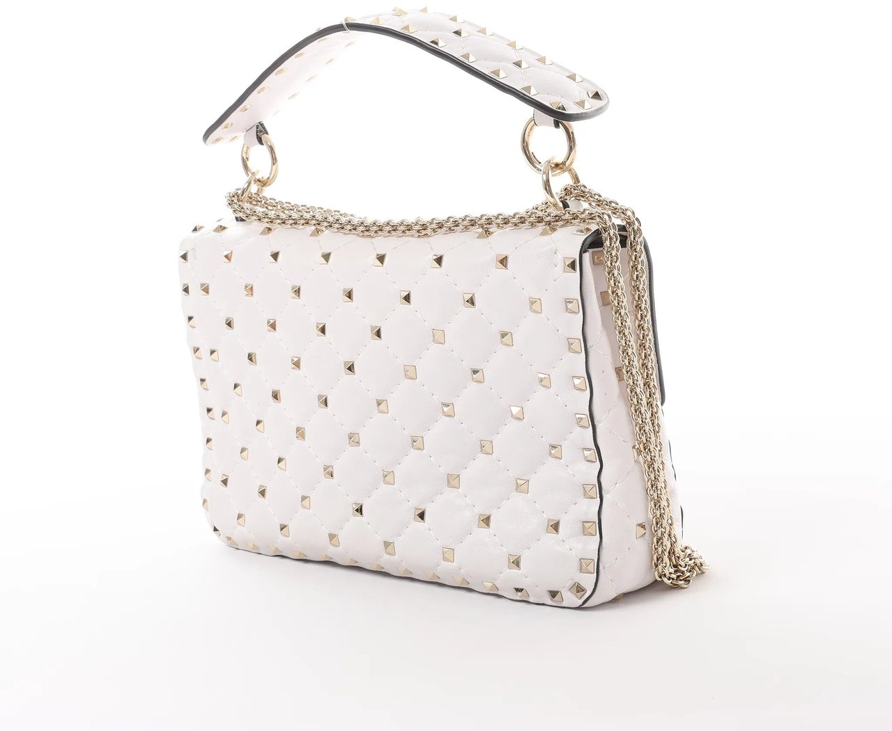 Valentino Garavani Valentino Rockstud Spike VLTN Chain 2Way Shoulder Bag in White Wit