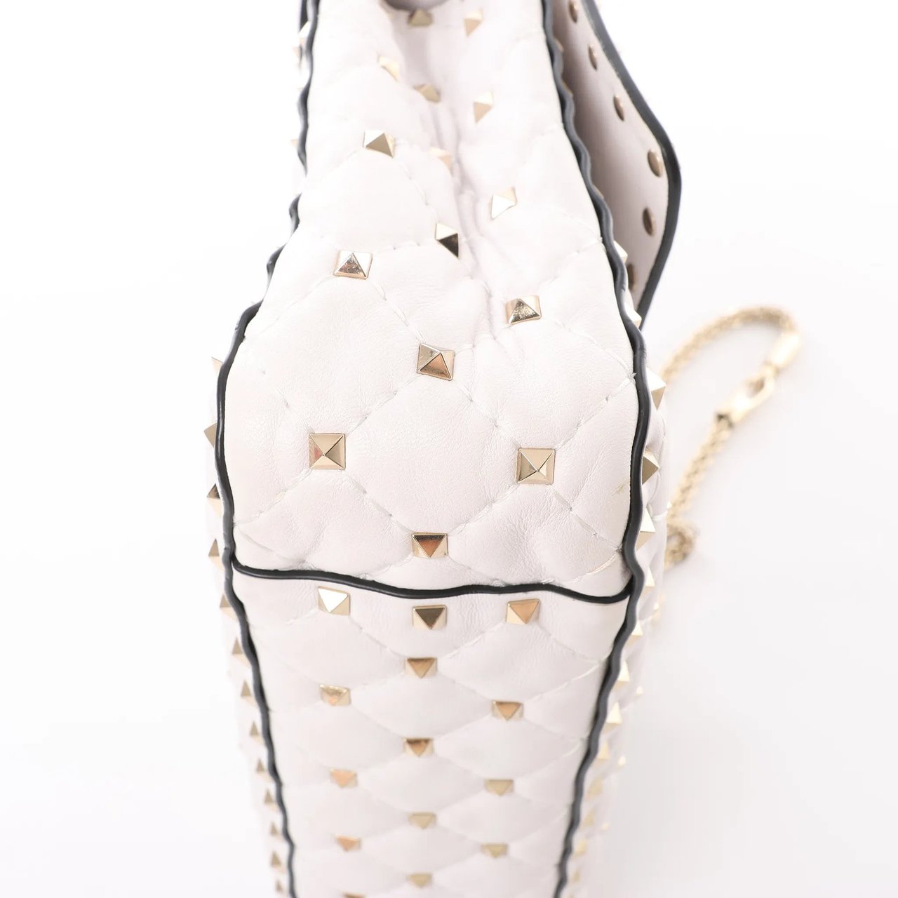 Valentino Garavani Valentino Rockstud Spike VLTN Chain 2Way Shoulder Bag in White Wit