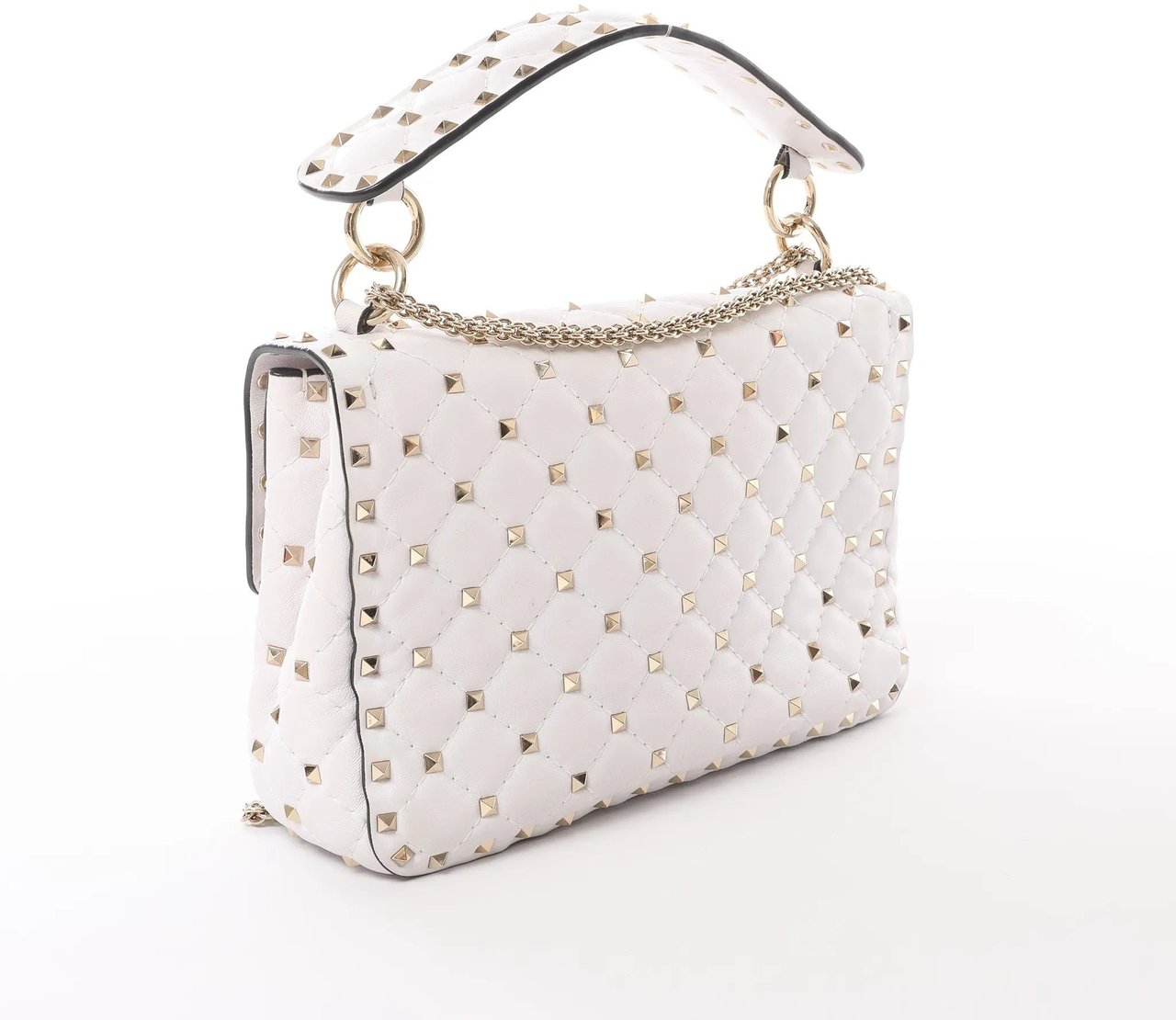 Valentino Garavani Valentino Rockstud Spike VLTN Chain 2Way Shoulder Bag in White Wit