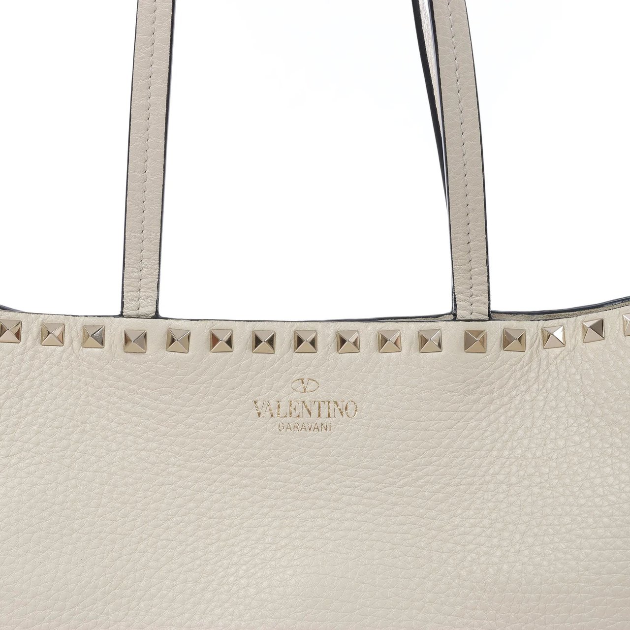 Valentino Garavani Rockstud Leather Shoulder Bag in Ecru Divers