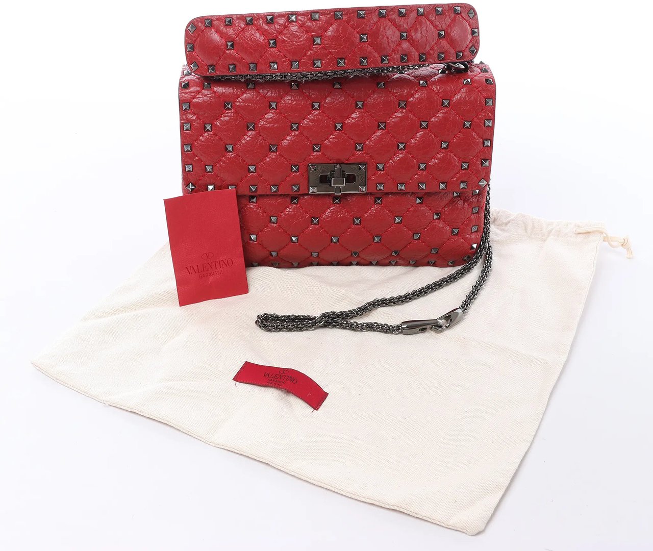 Valentino Garavani Valentino Rockstud Spike Chain 2Way Crossbody Bag in Red Divers