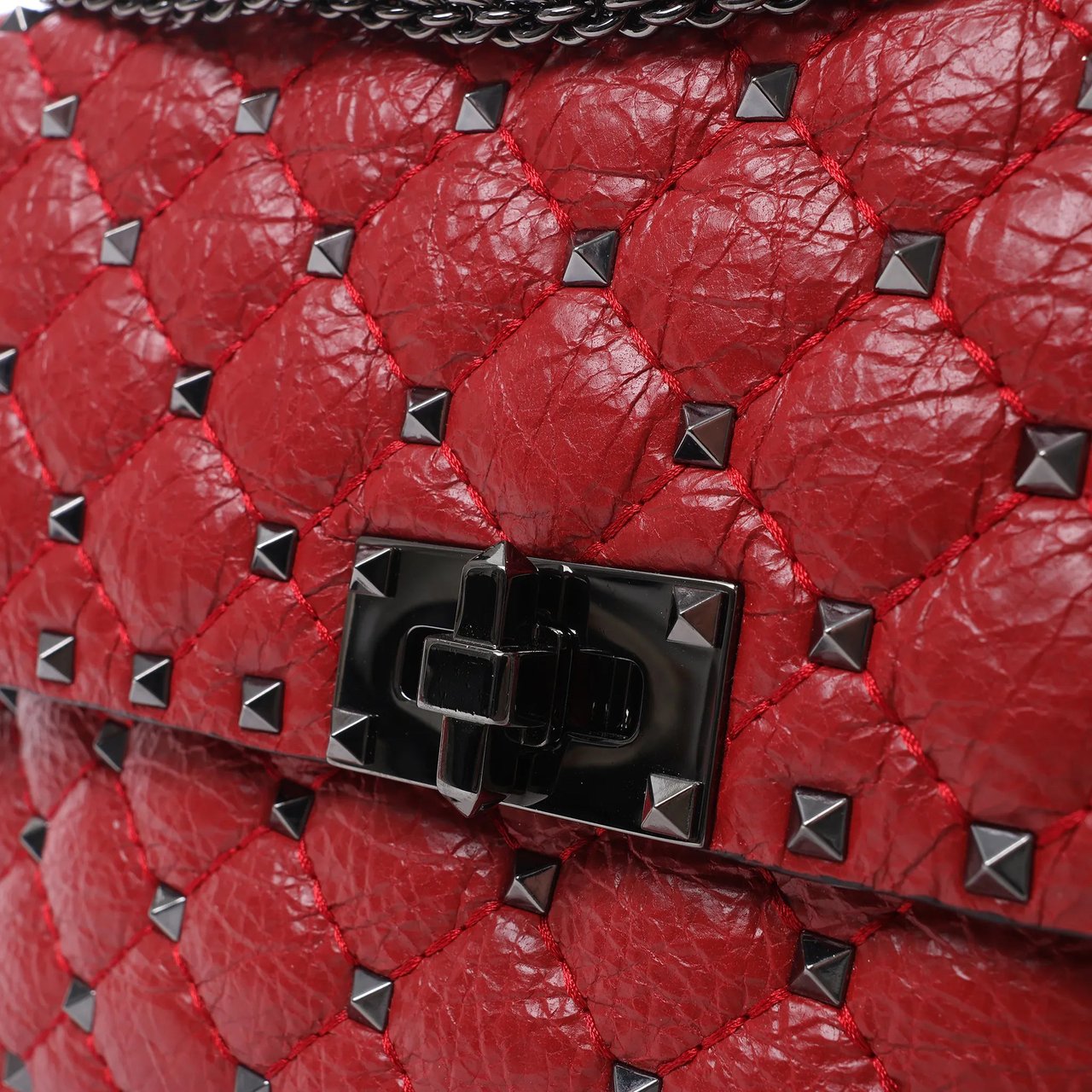 Valentino Garavani Valentino Rockstud Spike Chain 2Way Crossbody Bag in Red Divers