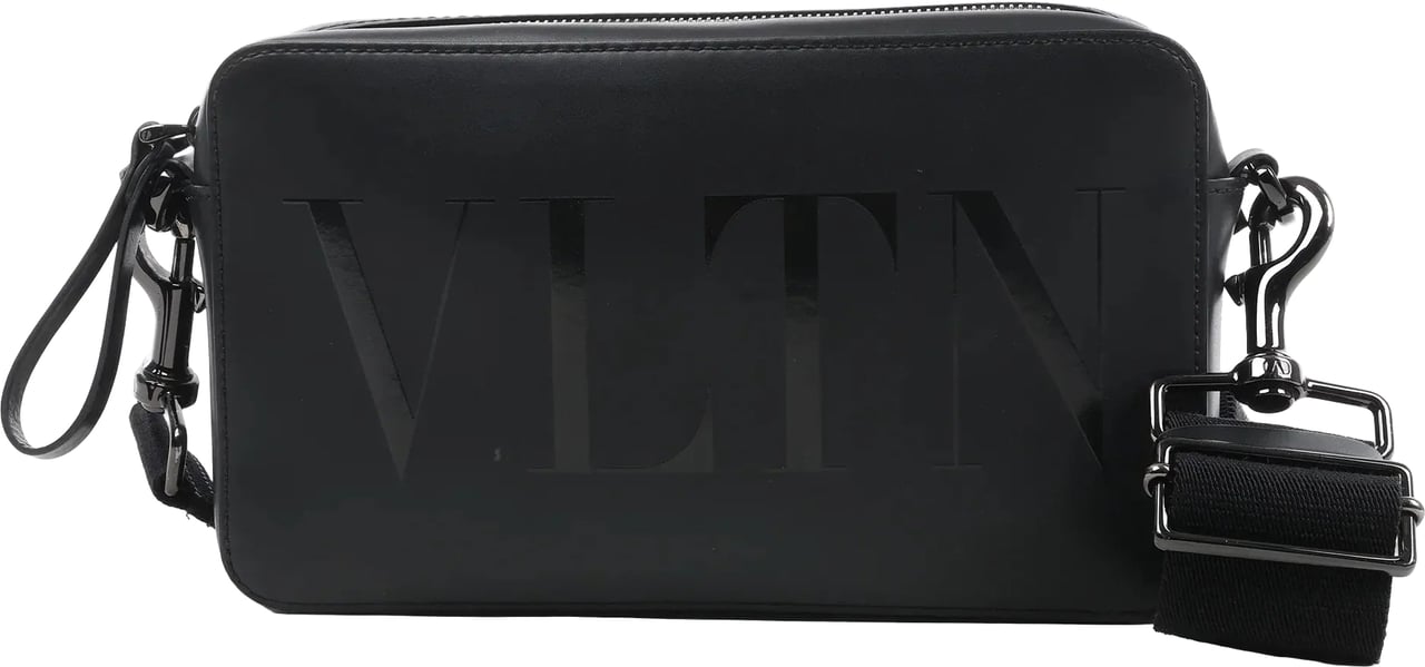 Valentino Garavani VLTN Leather Shoulder Bag in Black Zwart