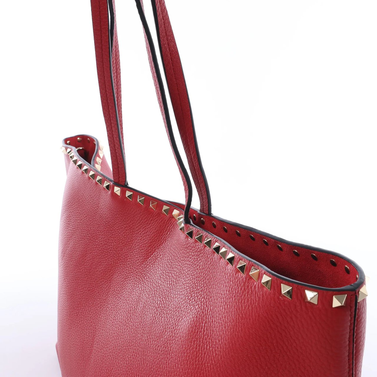 Valentino Garavani Rockstud Leather Shoulder Bag in Red Divers