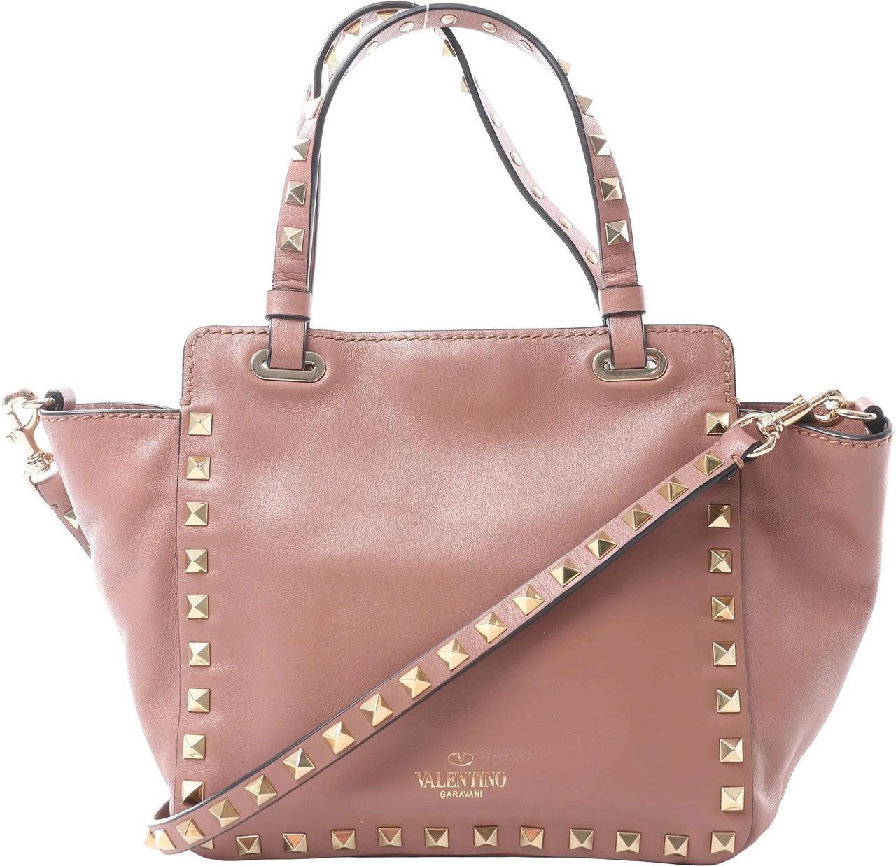 Valentino Garavani Rockstud Leather 2Way Handbag in Dusty Pink Roze