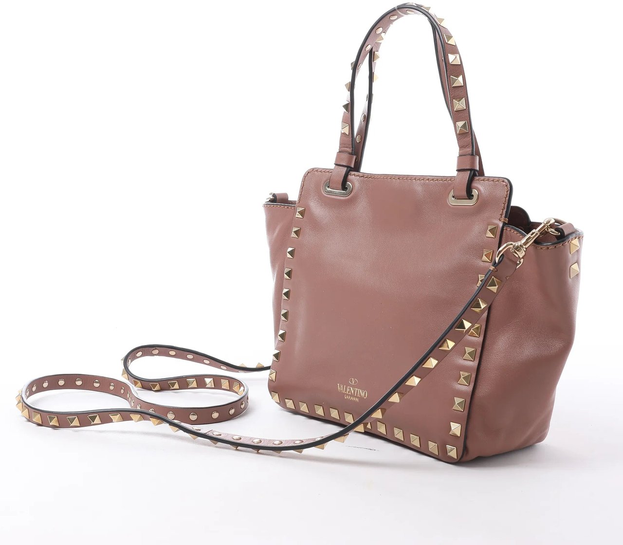 Valentino Garavani Rockstud Leather 2Way Handbag in Dusty Pink Roze