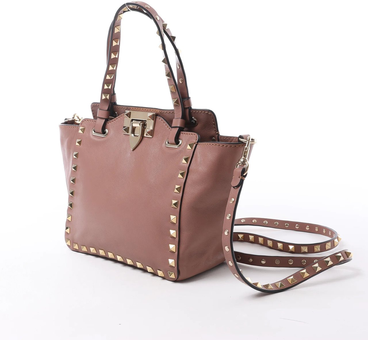 Valentino Garavani Rockstud Leather 2Way Handbag in Dusty Pink Roze