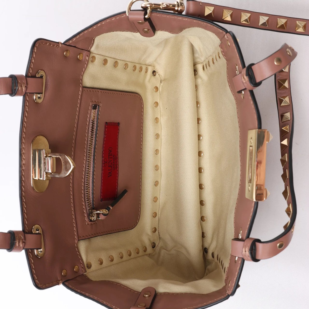 Valentino Garavani Rockstud Leather 2Way Handbag in Dusty Pink Roze