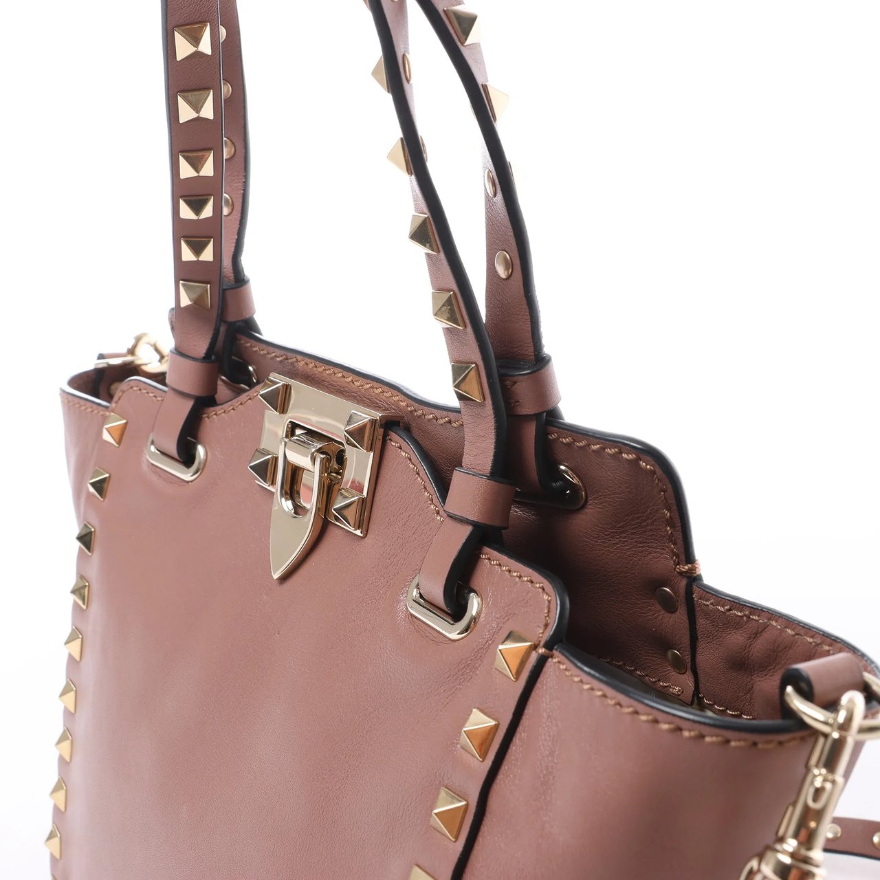 Valentino Garavani Rockstud Leather 2Way Handbag in Dusty Pink Roze