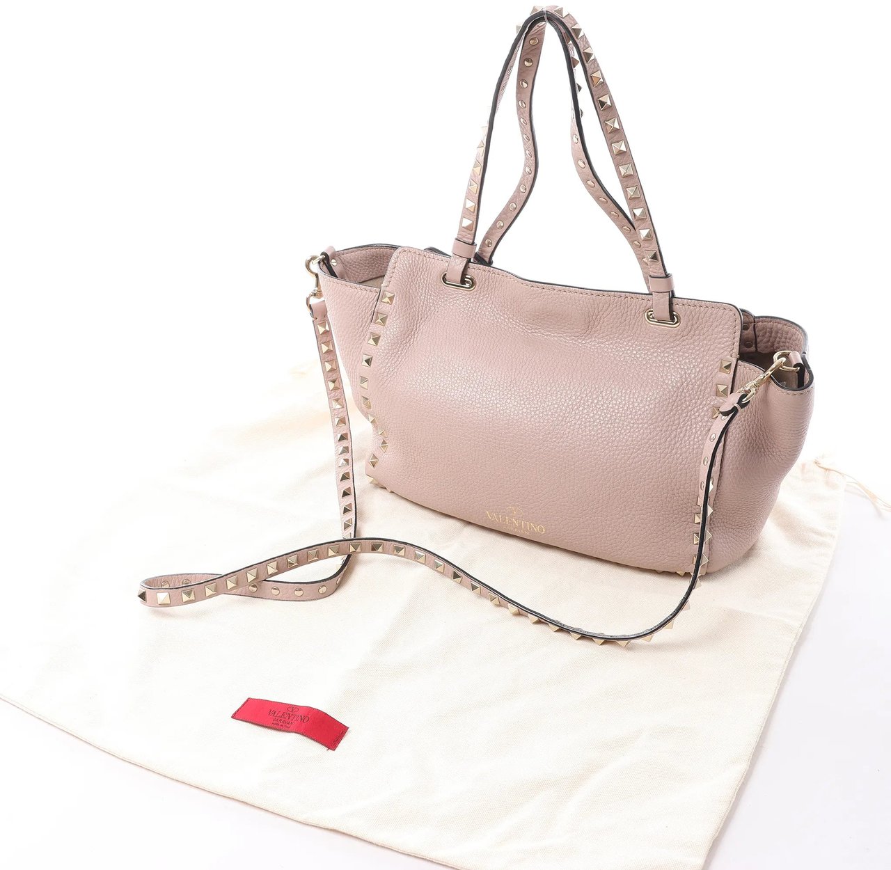 Valentino Garavani Rockstud Leather 2Way Handbag in Dusty Pink Roze