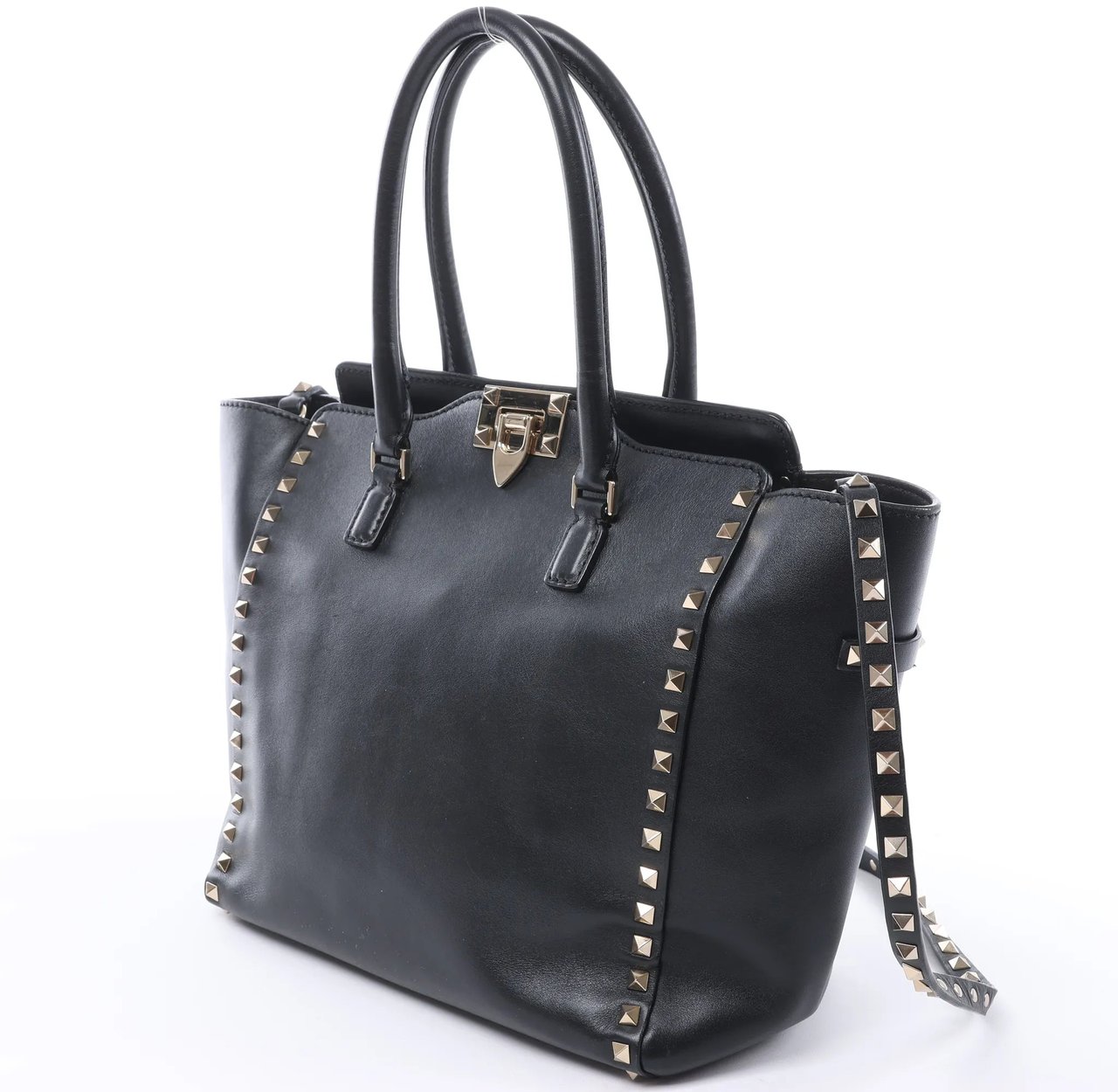 Valentino Garavani Rockstud Leather 2Way Handbag in Black Zwart