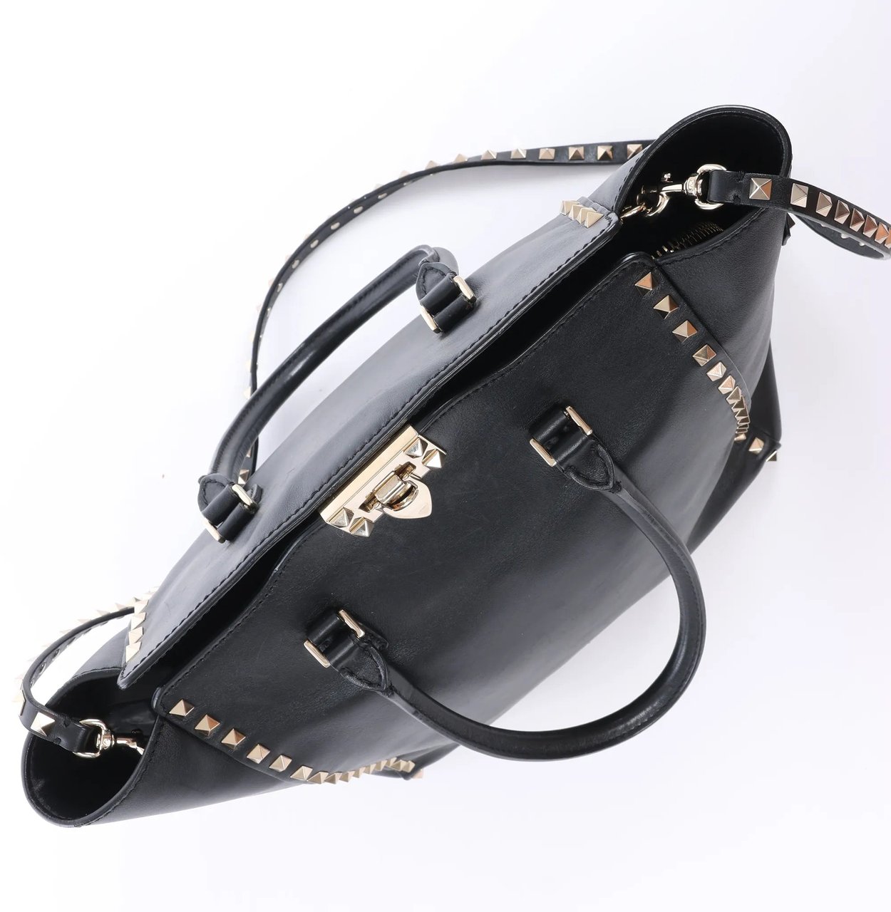 Valentino Garavani Rockstud Leather 2Way Handbag in Black Zwart