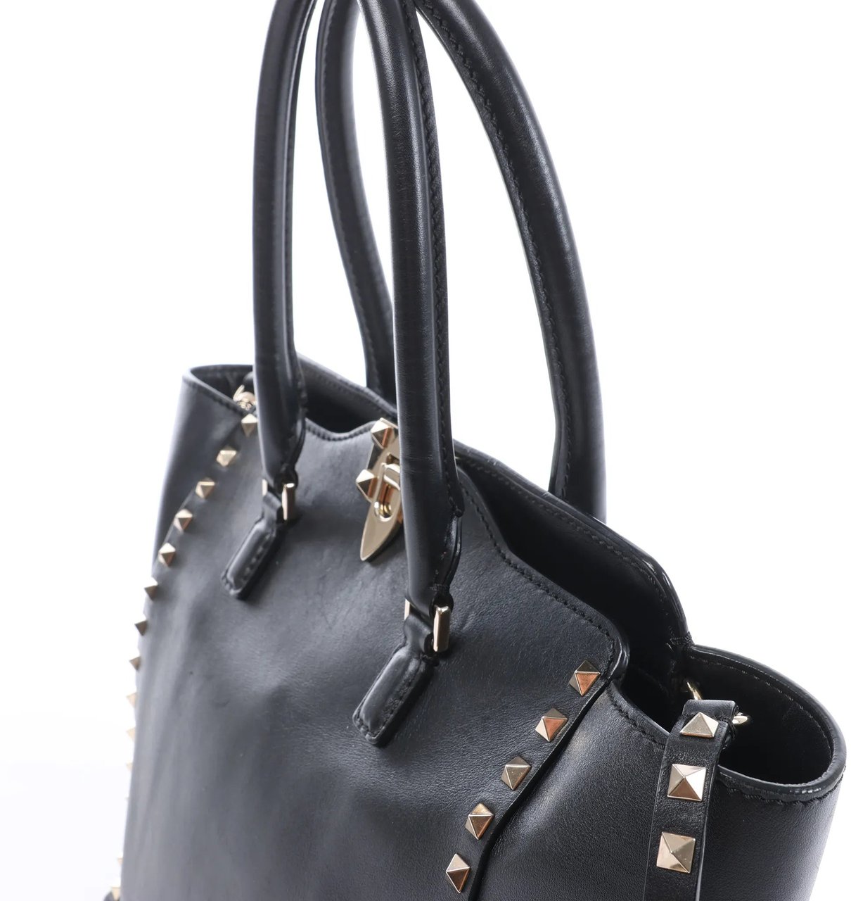 Valentino Garavani Rockstud Leather 2Way Handbag in Black Zwart