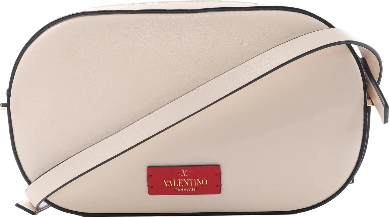 Valentino Garavani V logo Leather Crossbody Bag in Pink Roze