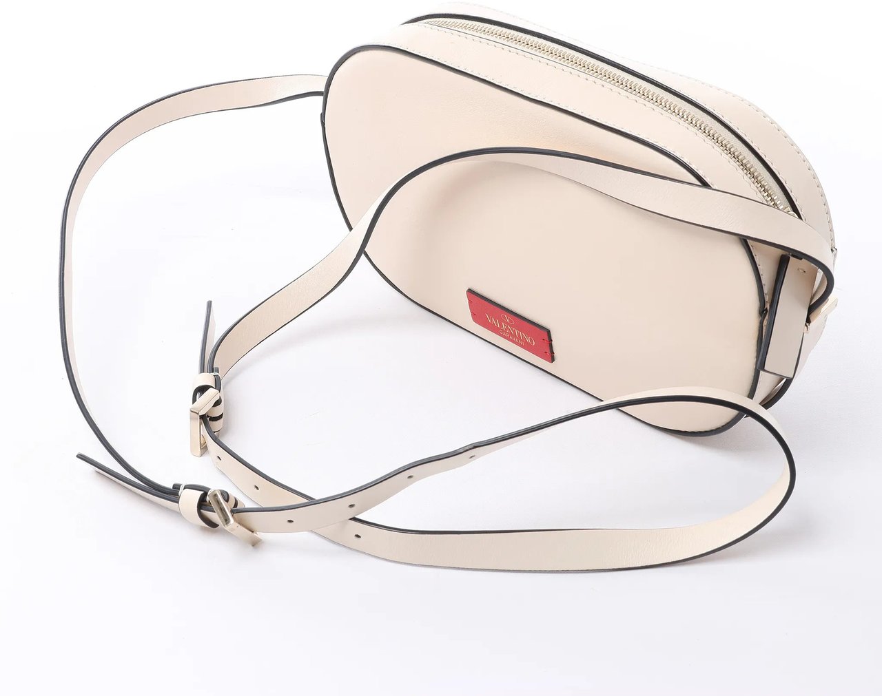 Valentino Garavani V logo Leather Crossbody Bag in Pink Roze