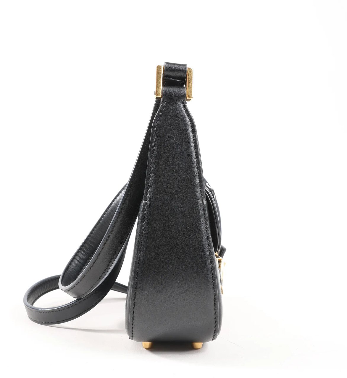 Valentino Garavani VLogo Leather Shoulder bag in Black Zwart