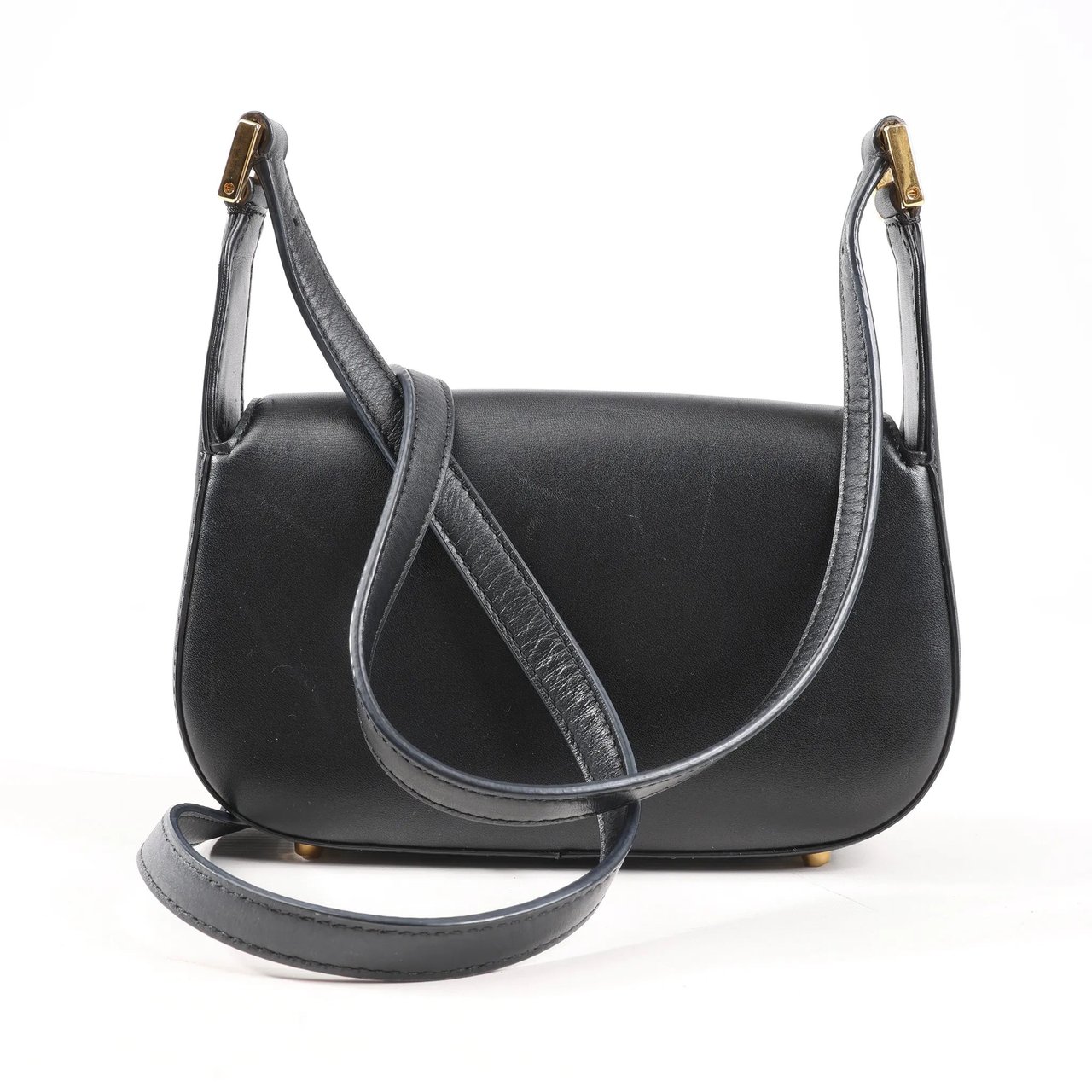Valentino Garavani VLogo Leather Shoulder bag in Black Zwart