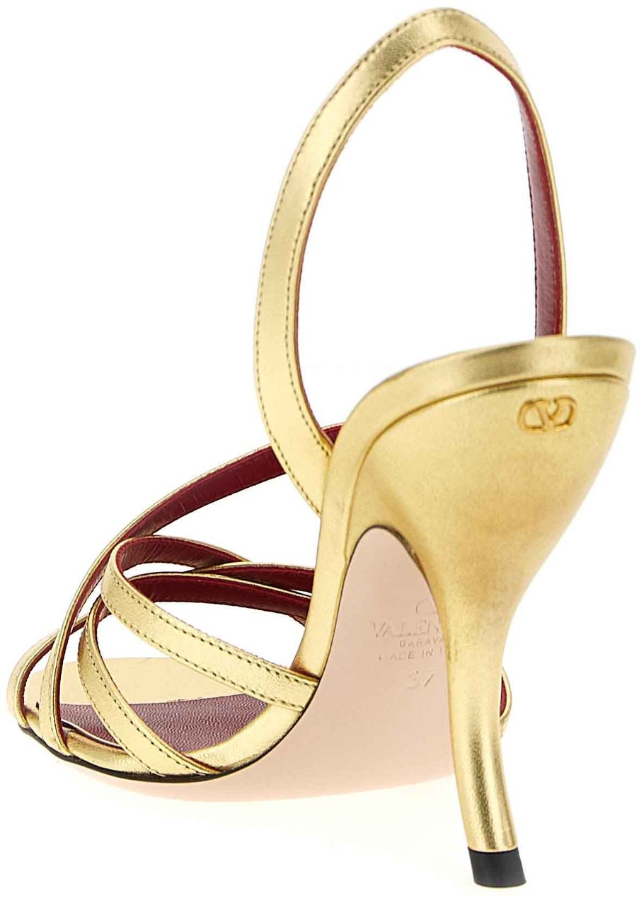Valentino Garavani Gold Lambskin Stiletto Heel Sandals Goud