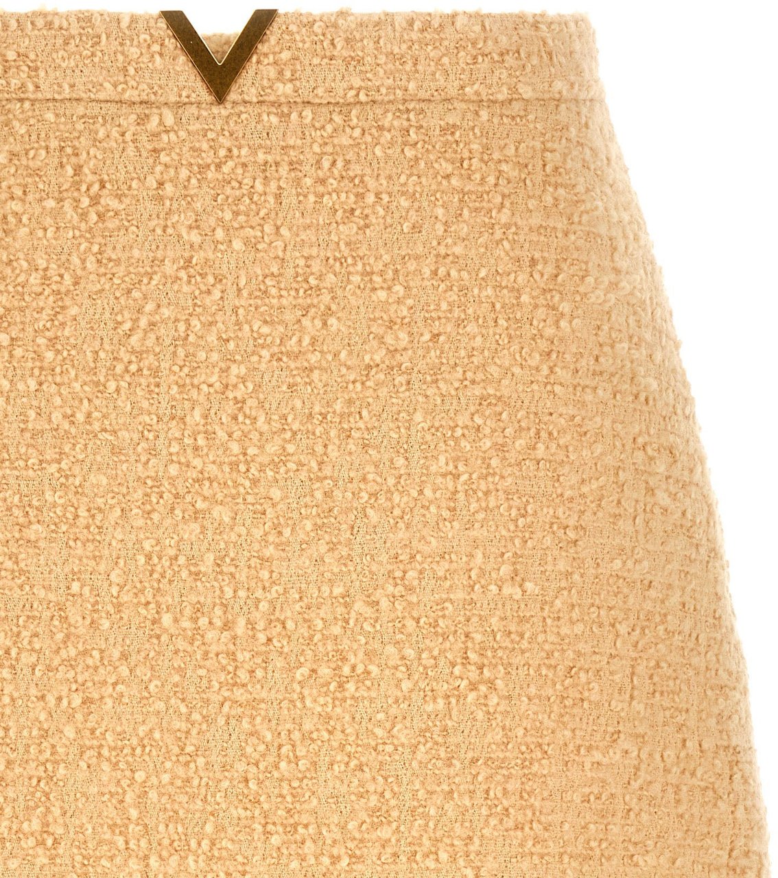 Valentino Garavani Beige Virgin Wool Long Skirt Beige