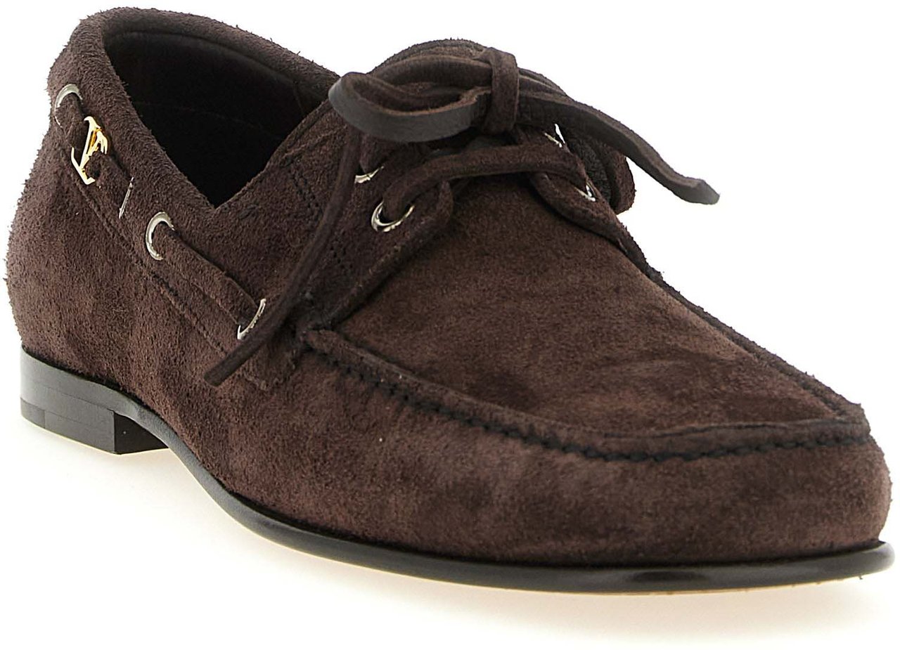Valentino Garavani Brown Cowhide Slip-On Loafers Bruin