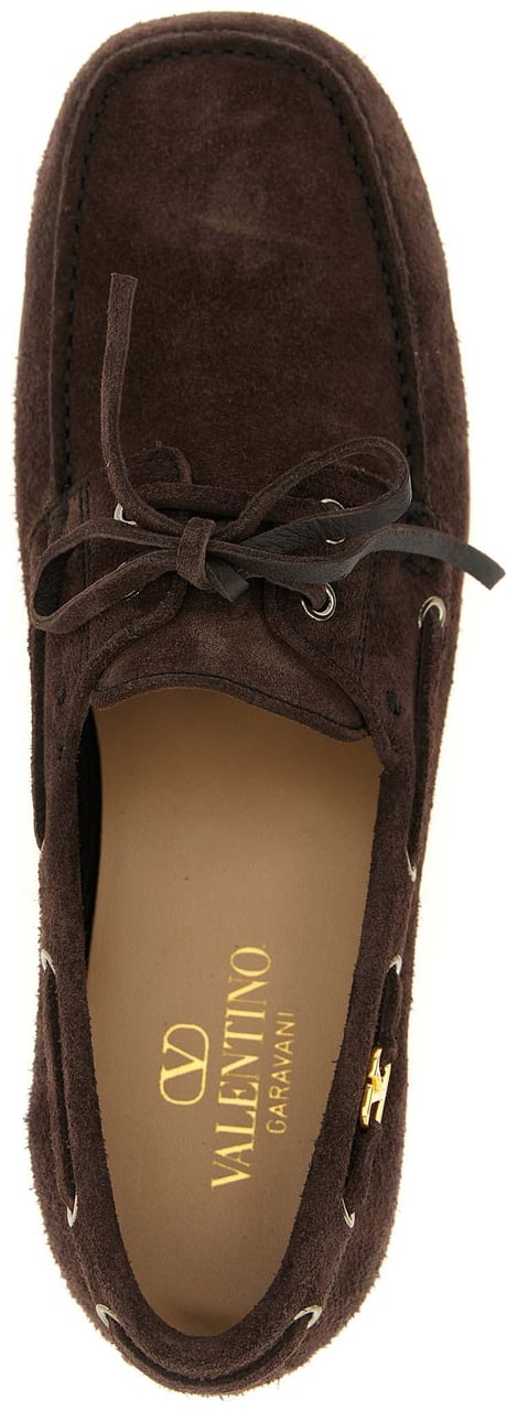 Valentino Garavani Brown Cowhide Slip-On Loafers Bruin