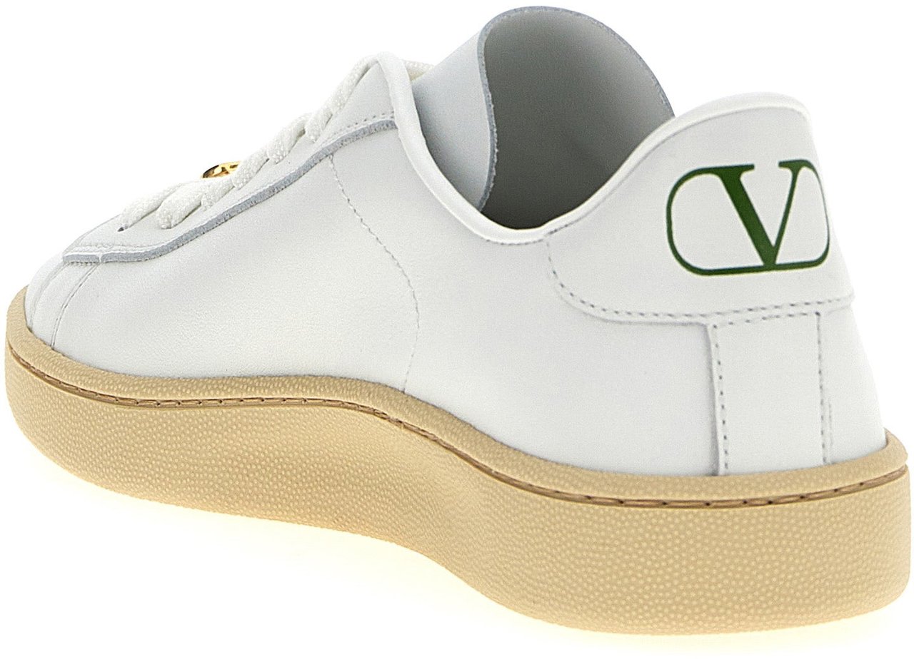 Valentino Garavani White Calfskin Low Top Sneakers Wit