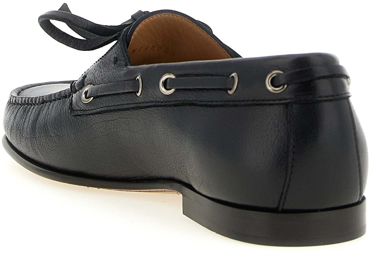 Valentino Garavani Black Buffalo Leather Slip-On Loafers Zwart