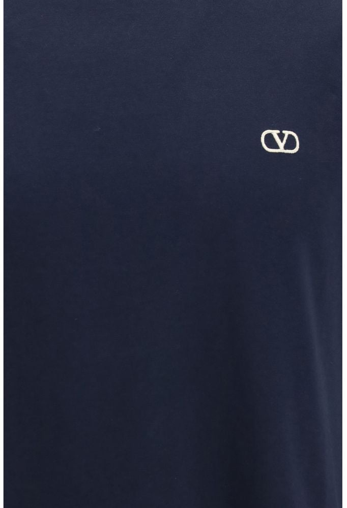 Valentino Garavani Blue Cotton T-Shirt Zwart