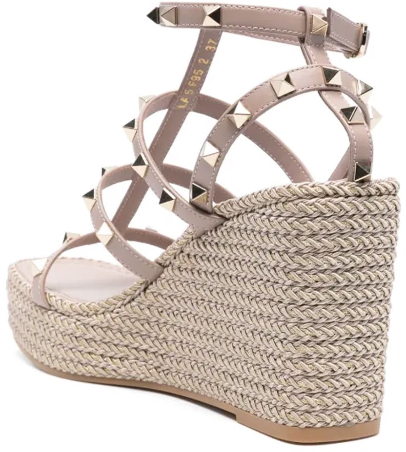 Valentino Garavani Valentino Garavani Rockstud Wedge Sandals Beige