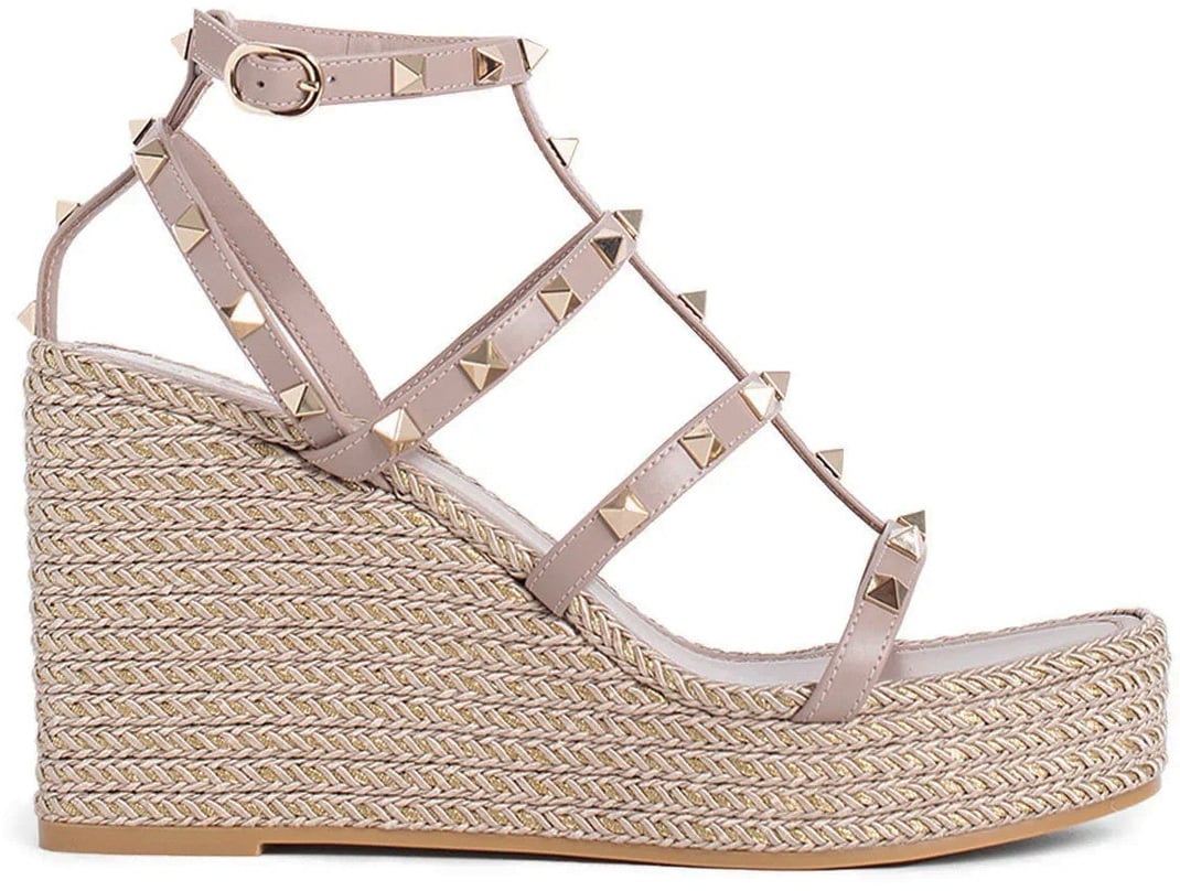 Valentino Garavani Valentino Garavani Rockstud Wedge Sandals Beige