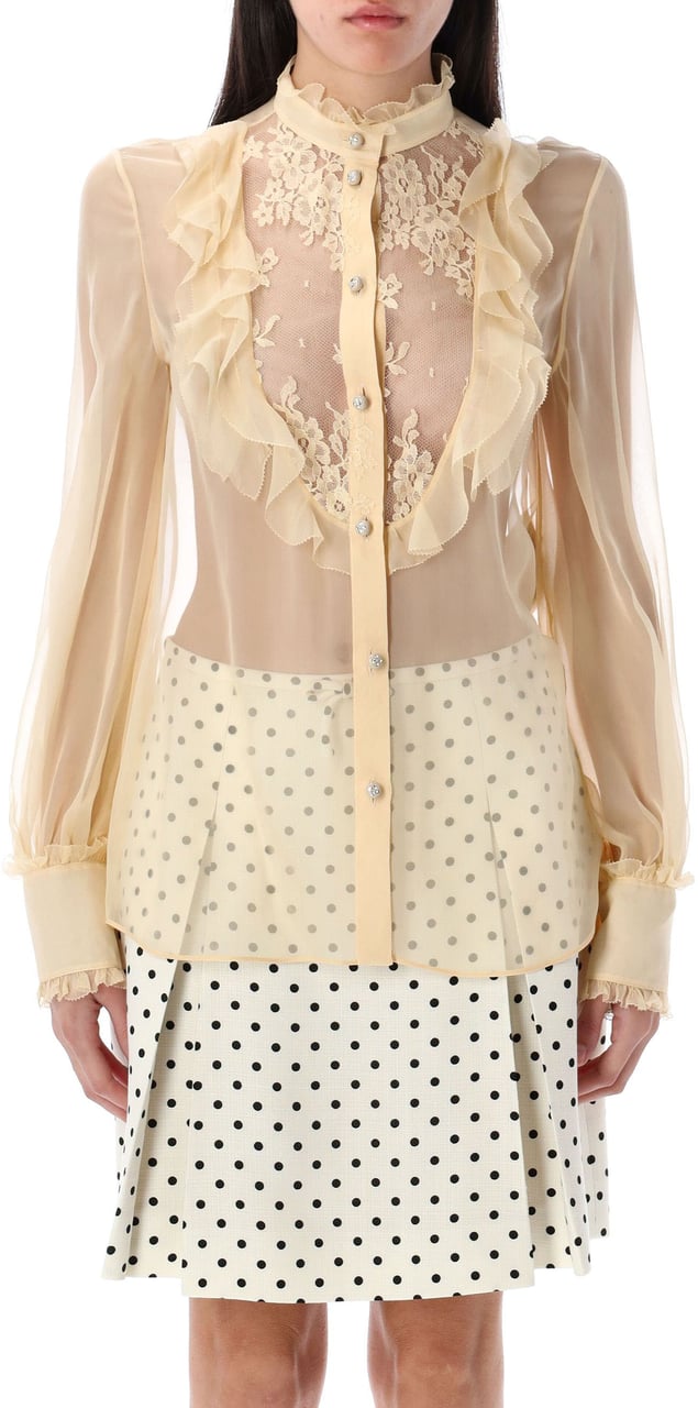Valentino Garavani Shirt Chiffon + Lace Betulla Divers