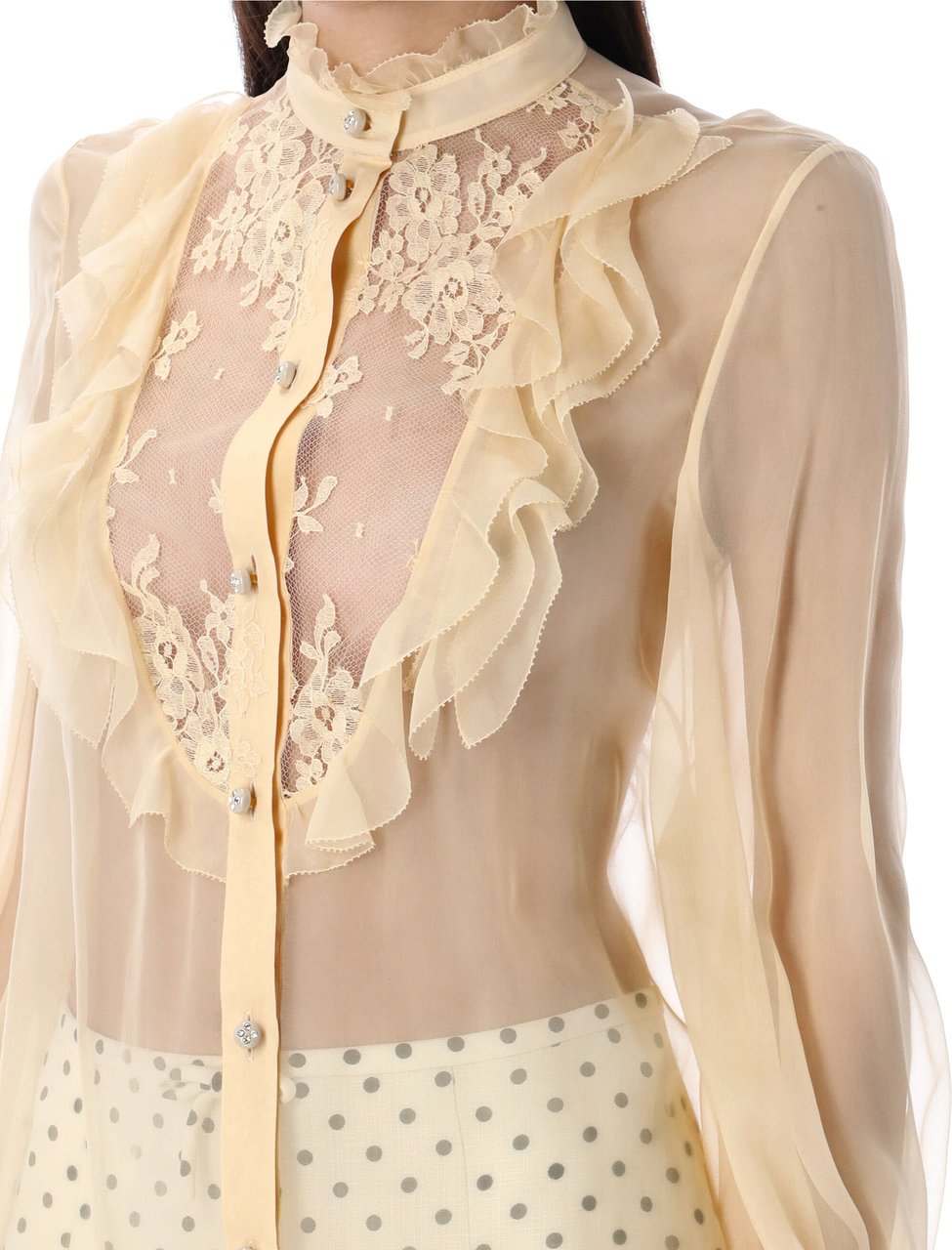 Valentino Garavani Shirt Chiffon + Lace Betulla Divers
