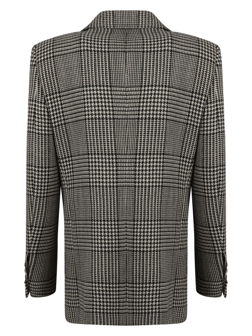 Valentino Garavani Double-Breasted Check Pattern Jacket Zwart