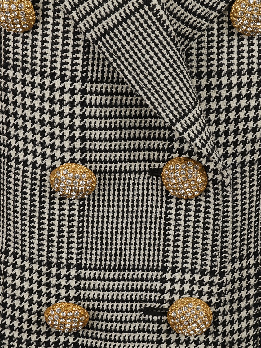 Valentino Garavani Double-Breasted Check Pattern Jacket Zwart
