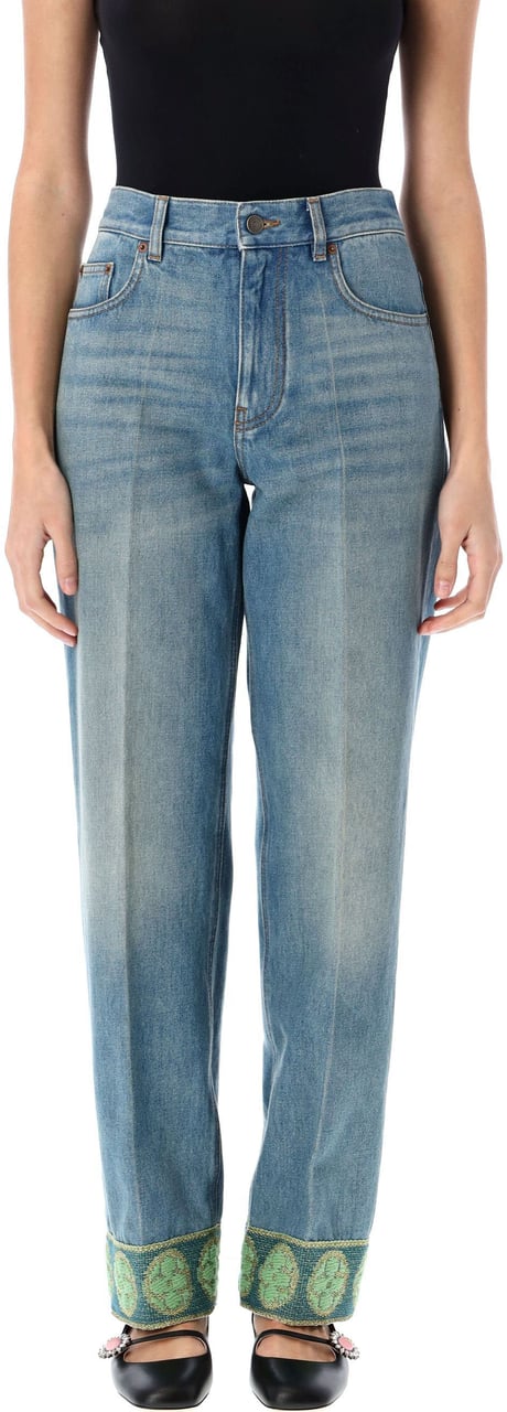 Valentino Garavani Denim Crop Medium Blue Blauw
