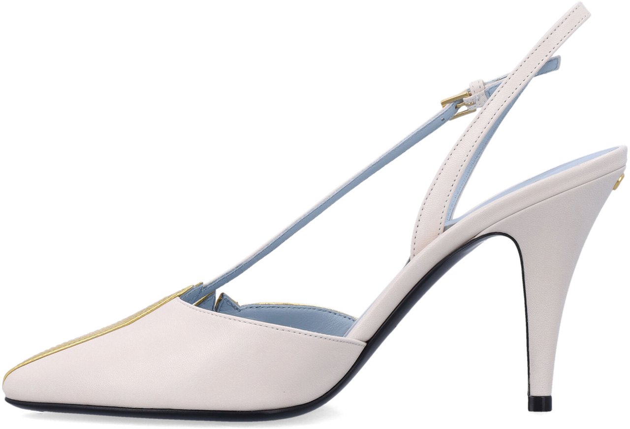 Valentino Garavani Sling Back Folifoliage Ivory Gold Divers